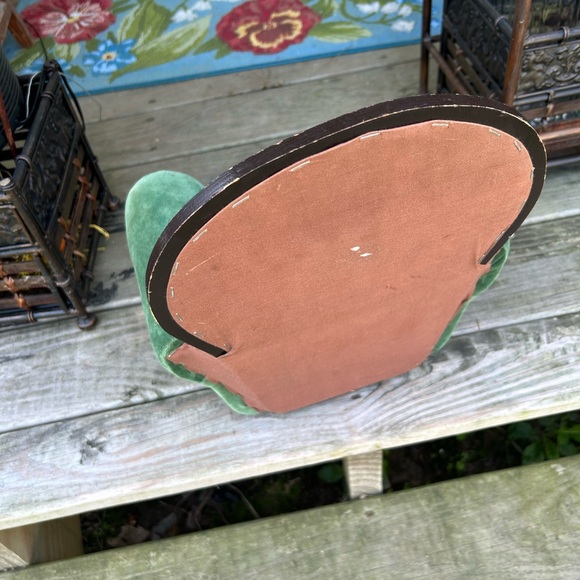 Vintage Victorian Green Velvet Upholstered Doll Chair - Picture 5 of 9